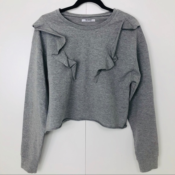Zara Tops - Zara Trafaluc Cropped Sweater w/ Ruffle Detail